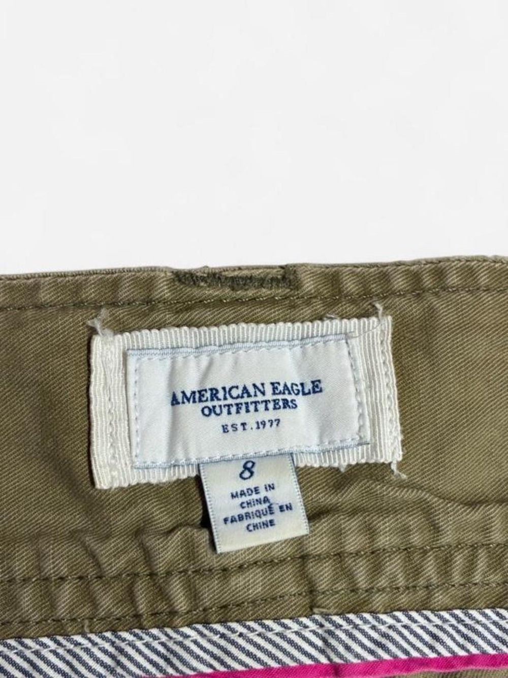 Y2k VTG American Eagle Mini Skirt Sz 8 Olive Green Cargo Low Rise 00's It Girl - Picture 5 of 8